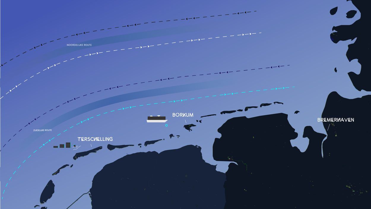 Afbeelding van Opnieuw verliest schip containers boven de Waddeneilanden